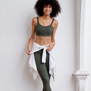 NEW ADAY Sz XS Lighten Up Sports Bra Moss Green Vegan